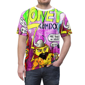 All Over Print Unique Wearable Art T-Shirt "Money Comix"